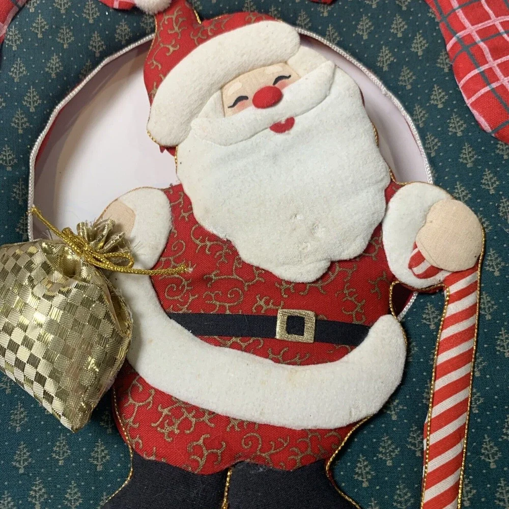 Vintage‎ Christmas Wreath Santa Claus Holiday Puffy Wreath  12